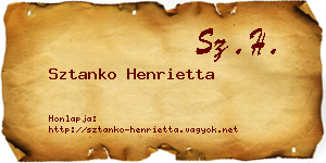 Sztanko Henrietta névjegykártya
